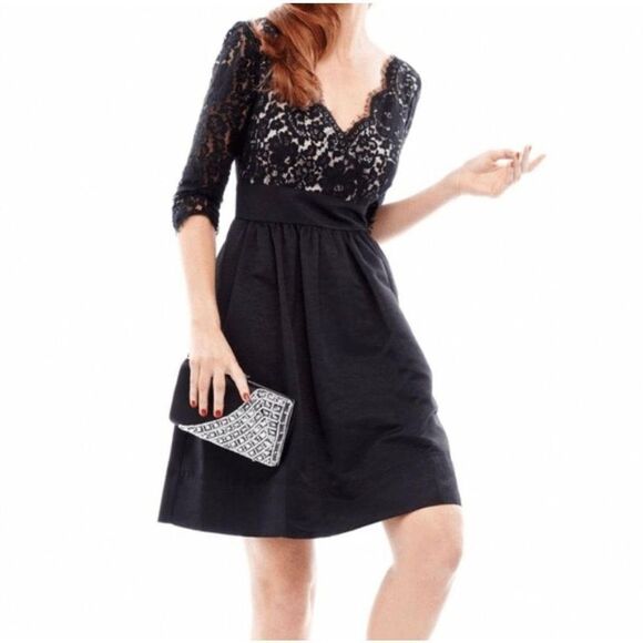 NWT ELIZA J BLACK SCALLOPED LACE BODICE DRESS SIZE 10 - Picture 1 of 11